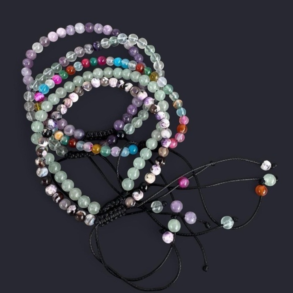 Gemstone Bead Bracelet Stack 4mm - 5pcs